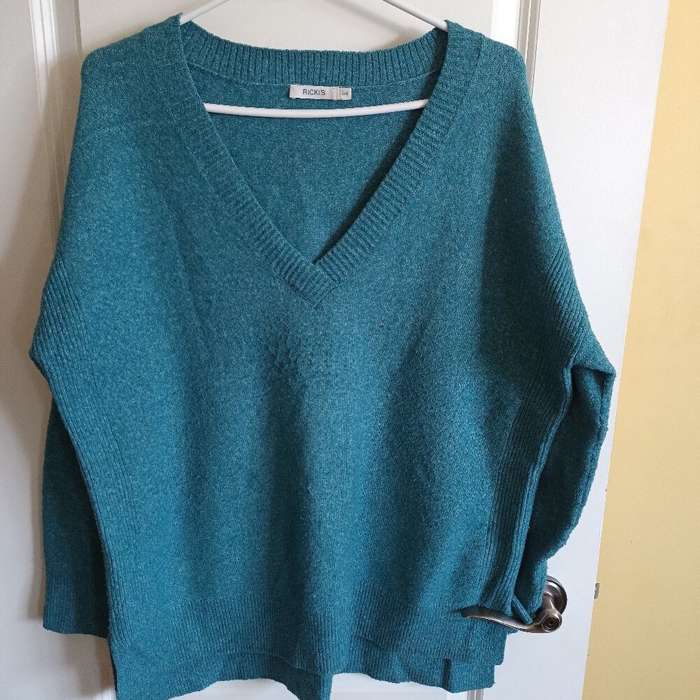 Rickis Womens V-Neck Pullover Sweater Size Large